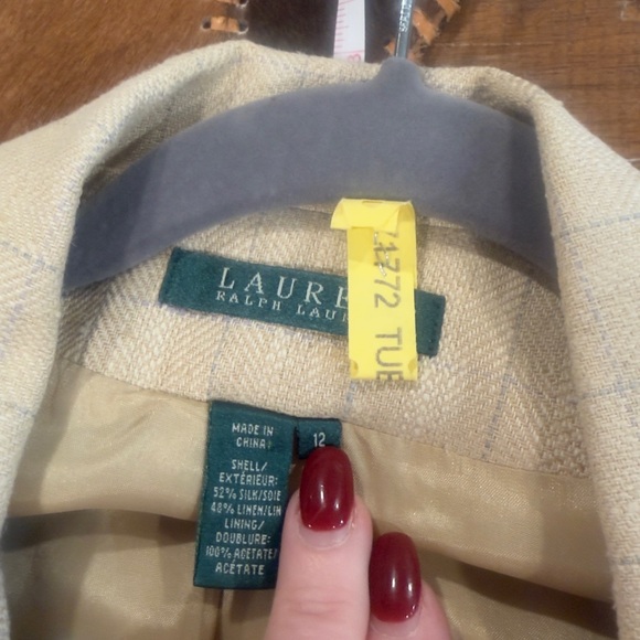 Ralph Lauren Light Tan Suit with light blue pattern - Picture 2 of 8